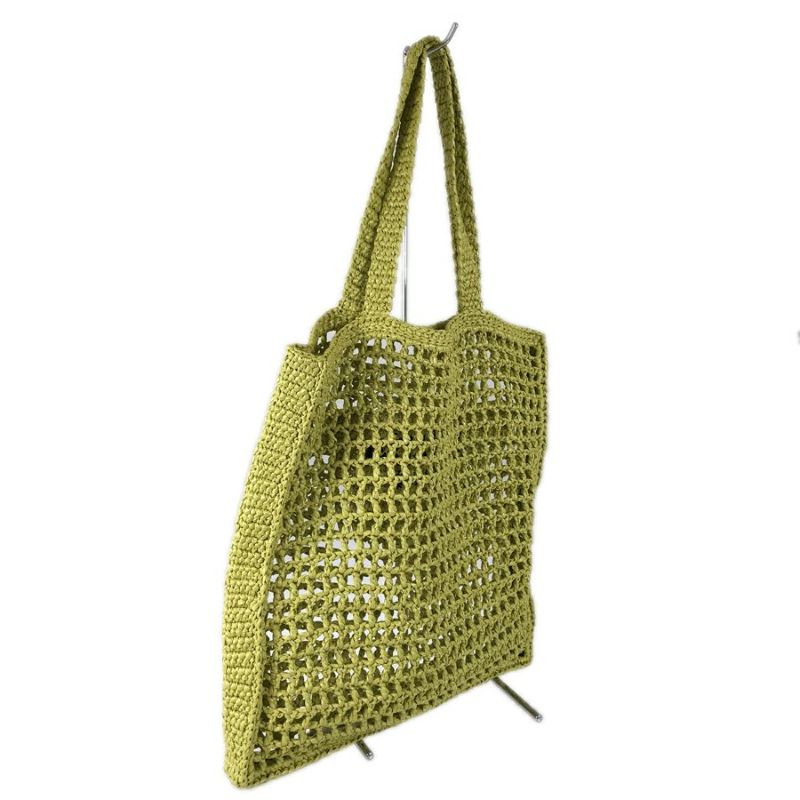 Prada Triangle Logo Raffia Tote Bag